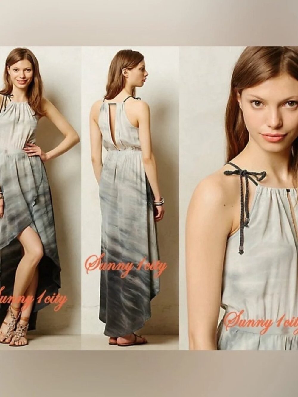 Anthropologie Dip-Dyed Tulip Silk Dress By Gyps 05, High-Low Adorable Size Small - Picture 6 of 9